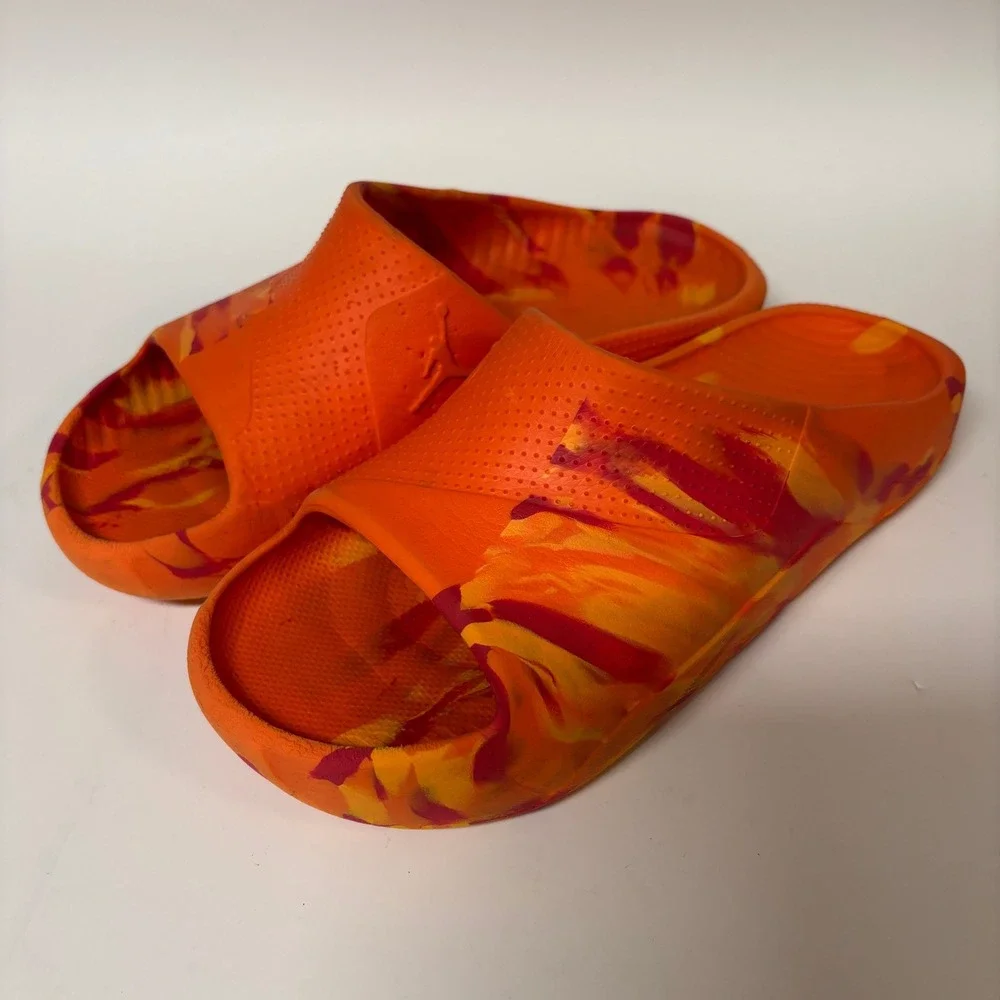 Jordan Play Slides Orange Red Marble Kids Sandals FD1187-800 Size  6.5
